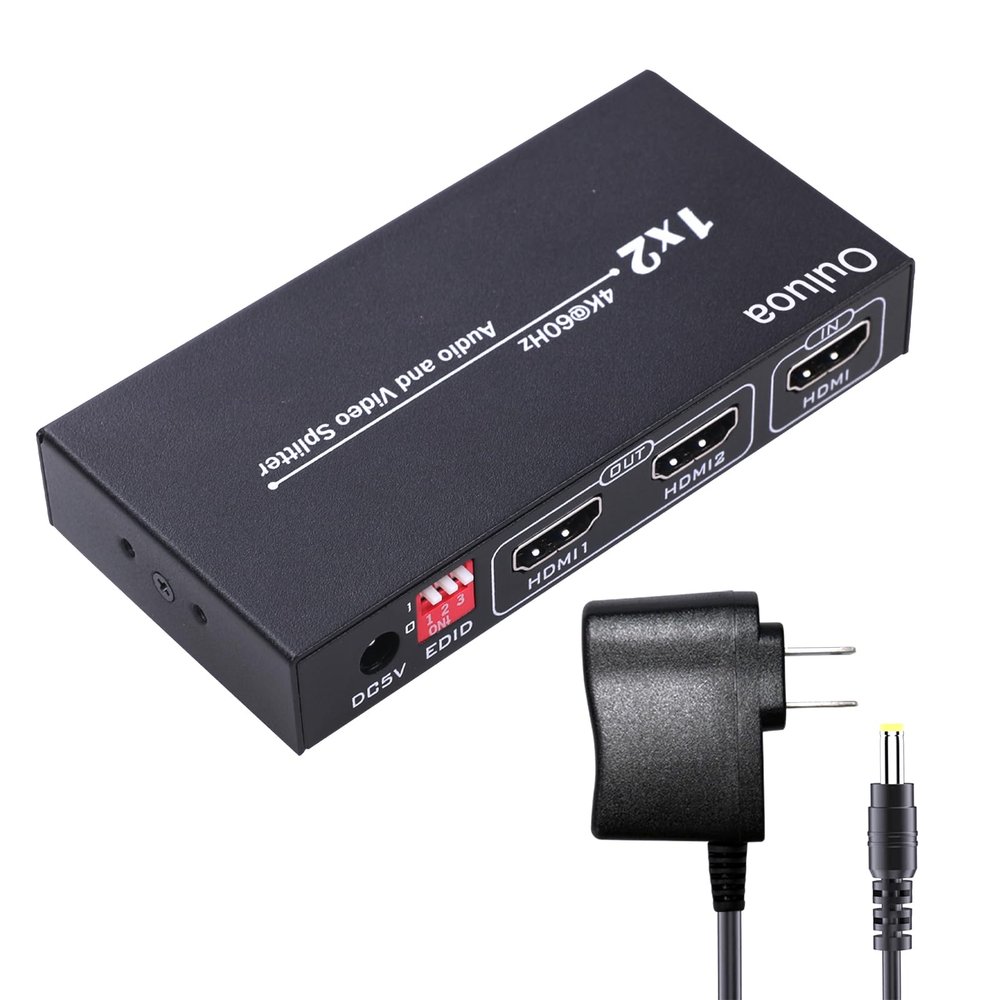 HDMI Splitter 1 in 2 Out 4K@60Hz - HDCP 2.2 HDR10 Support | 18Gbps HDMI 2.0, EDID Management | Compatible with Roku, Fire TV, PS4, Xbox, 4K TV, Blu-Ray Player