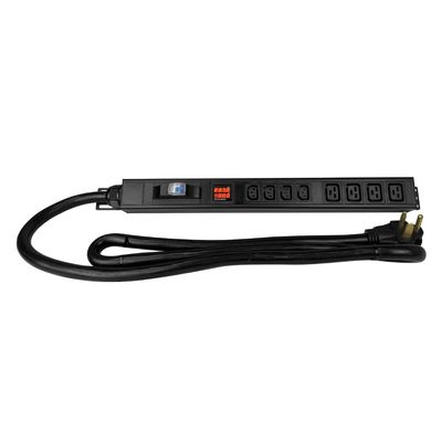 Metered-Breaker-Surge Protection PDU, 240V, NEMA 6-50P, 50A, 12000W, 4 C13 & 4 C19 Outlets, Rack Mount, Power Distrubution Unit for Data Center, Networking, 1U Rack