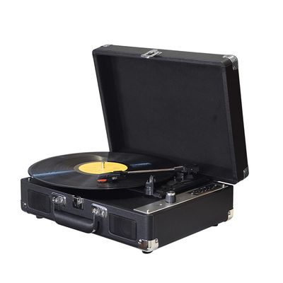 Dioche Record Player, Portable Suitcase Record Player Turntable Record Player with Speakers 3-Speed Turntable for Entertainment and Home Decoration (Black)
