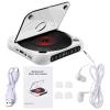 Dioche CD Player, Portable Boombox with 2000mAh Rechargeable Battery, Supports CD, USB, and BT Modes, White view 2