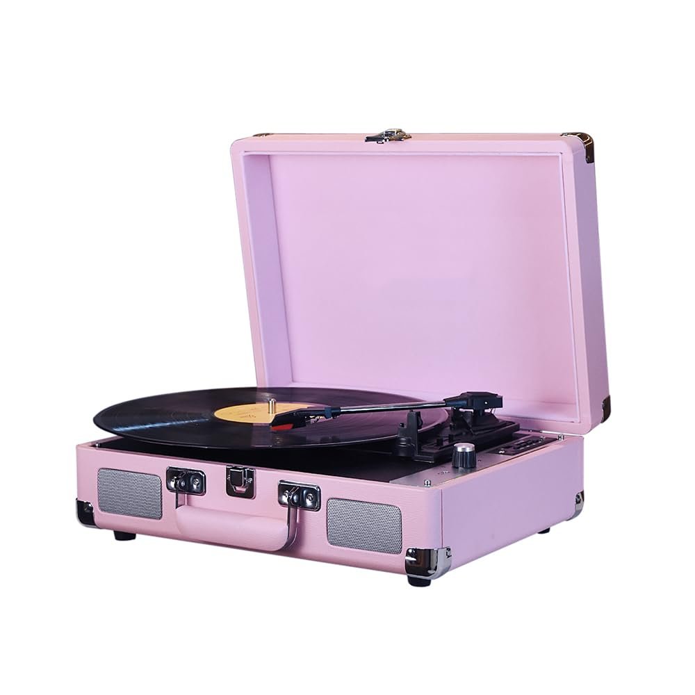 Dioche Record Player, Portable Suitcase Record Player Turntable Record Player with Speakers 3-Speed Turntable for Entertainment and Home Decoration (2)