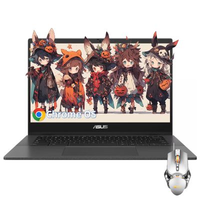 ASUS 14" Chromebook Business Laptop - 14" FHD Display, MediaTek Kompanio 520, 4 GB RAM, 64 GB eMMC + 128GB SD Card, MediaTek Graphics, Bluetooth, Wi-Fi, Chrome OS, with Designed Mouse