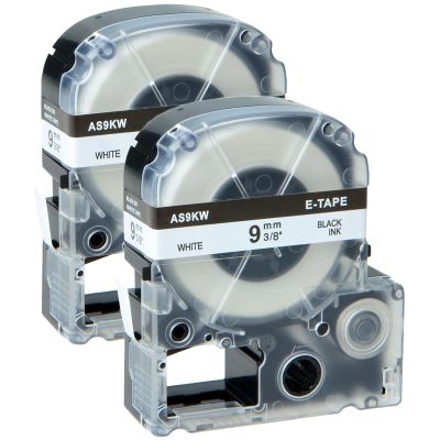 GREENCYCLE 2PK Compatible for LW Label Maker Tape 9mm 3/8" LK-3WBN LC 3WBN9 SS9KW Black on White Label Tape for LabelWorks LW-K200PX LW-C610PX LW-C410PX LW 300 LW 400