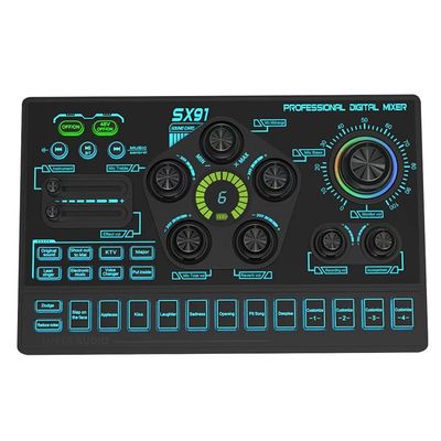 OTDOGUO SX91 Live Sound Card USB Sound Mixer Professional Audio Mixing Console Amplifier for Live Sing PC Laptop Cellphone