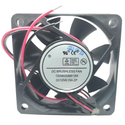 0D06020BB12M Fan DC12V 0.15A OD06020BB12M 2-Wire Inverter Cooling Fan 60x60x20mm 6cm