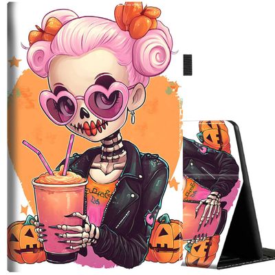 BFRKXOCK Case for All-New Amazon Fire HD 10 and 10 Plus Tablet (13th/11th Generation, 2023/2021 Release) 10.1", Multi-Angle Smart Stand Cover Auto Sleep/Wake, Skeleton Girl