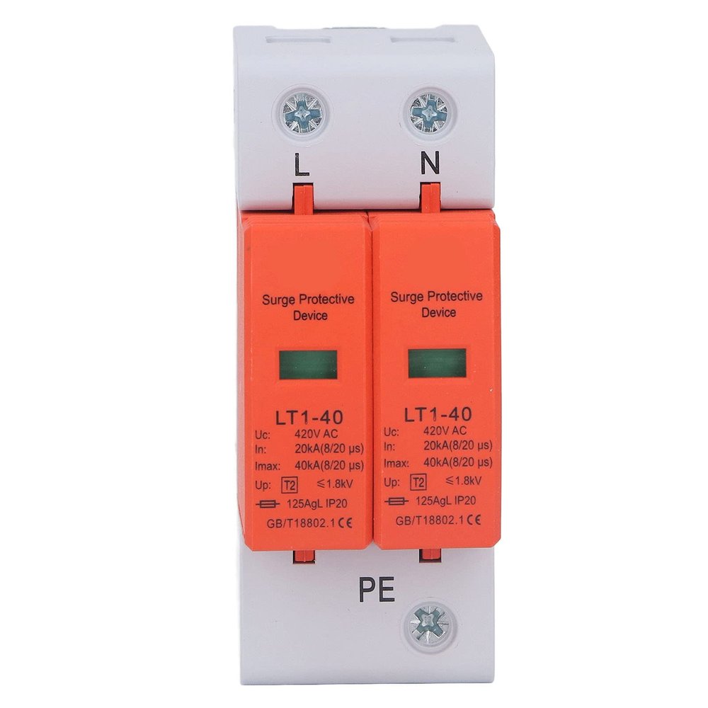 Kuuleyn Outlet Protector Power Strip,AC Protector 2P Flame Retardant 36mm Rail Installation Protective Arrester Device 420V