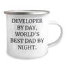 Developers' Camping Mug - 'Developer By Day, World's Best Dad By Night.' Birthday Unique Gift view 2