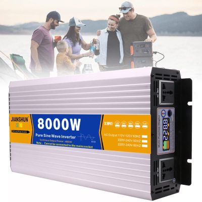 3000w 4000w 5000w 6000w 8000w Power Inverter Pure Sine Wave Dc 12v/24v/48v/60v to 110v/220v Ac Converter for Rv, Car, Household Appliances or Outdoor Workplaces,8000W-24Vto220V (8000W V60Vto110)