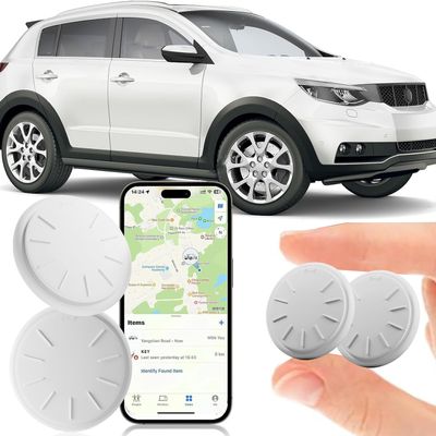 Hongtop H GPS Tracker for Vehicles No Subscription, 1PCS Real Time GPS Tracker for Car Work with Find My (iOS Only), Mini Hidden Car Tracker Device with Waterproof Case, No Monthly Fee (White)