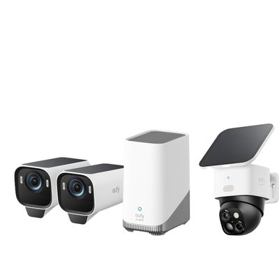 eufy Security eufyCam S3 Pro 2-Cam Kit + SoloCam S340,Solar Camera Outdoor Wireless, MaxColor Night Vision, 360 Pan & Tilt Surveillance, No Blind Spots