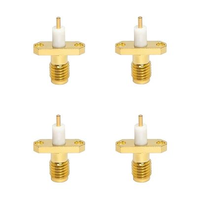 BJDZ 50Ohm 4 Pcs SMA Female 2 Hole Flange Solder Mounting for PCB Connector.