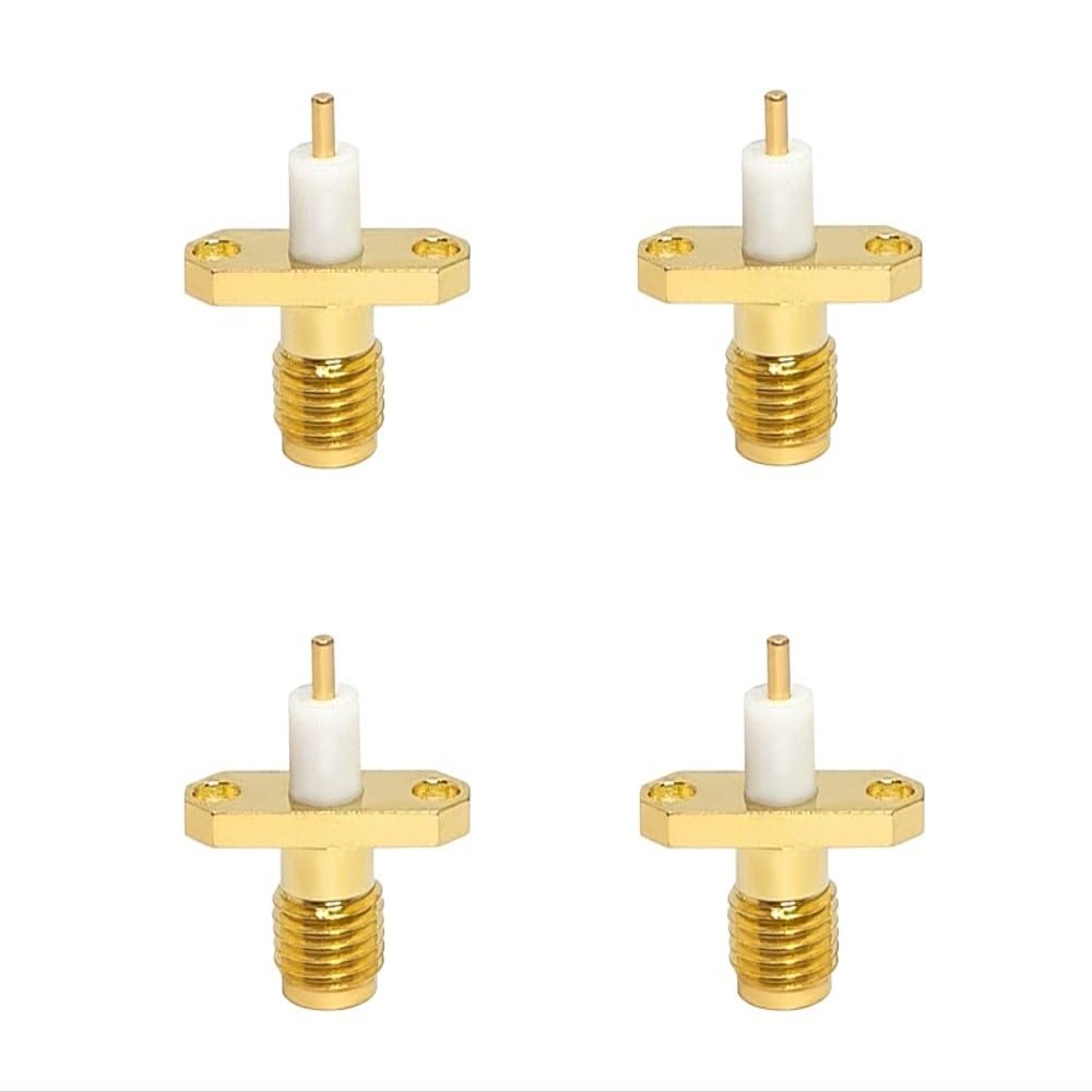 BJDZ 50Ohm 4 Pcs SMA Female 2 Hole Flange Solder Mounting for PCB Connector.
