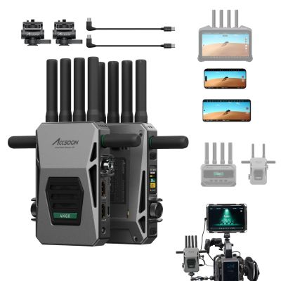Accsoon CineView Master 4K Wireless Video Transmission System HDMI SDI Transmitter Receiver 4K60 Tri-Band 25ms Latency 8202ft,1 Wired+4 App Monitoring Livestreaming, Pair CineView SE 4K/M7 Pro (TX RX)