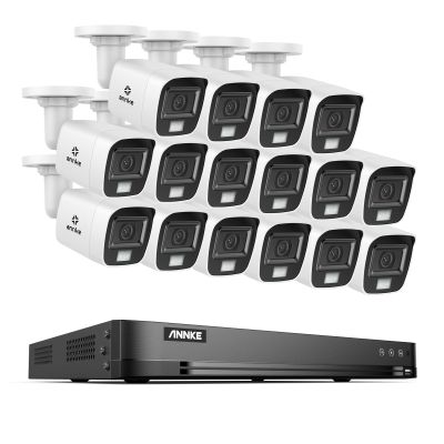 ANNKE 4K Security Camera System, 16CH H.265+ DVR with AI Human/Vehicle Detection for Home/Business Surveillance, 16X 8MP CCTV Bullet Cams with Smart Color Night Vision, Work with Alexa, NO Hard Disk