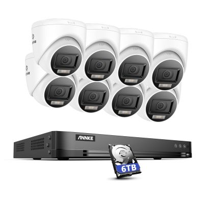 ANNKE 4K Security Camera System, 16CH H.265+ DVR with AI Human/Vehicle Detection for Home/Business Surveillance, 8X 8MP CCTV Turret Cams with Smart Color Night Vision, Work with Alexa, 6TB Hard Disk