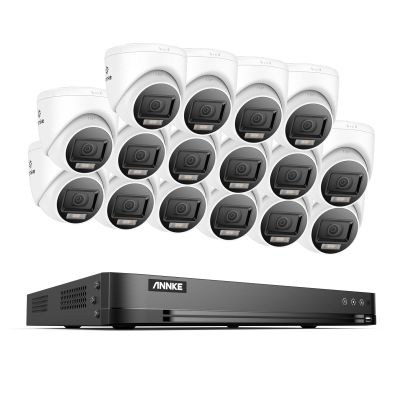 ANNKE 4K Security Camera System, 16CH H.265+ DVR with AI Human/Vehicle Detection for Home/Business Surveillance, 16X 8MP CCTV Turret Cams with Smart Color Night Vision, Work with Alexa, NO Hard Disk