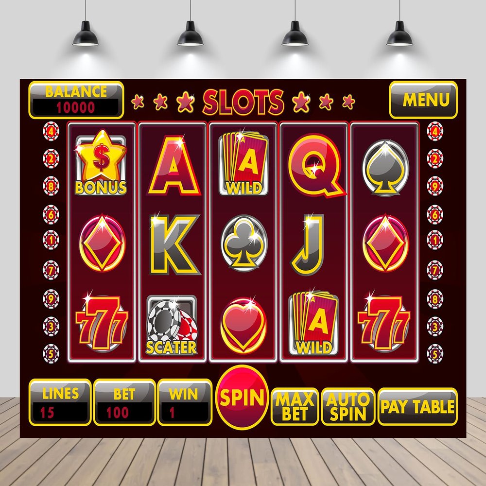 CHNYWORK 7x5ft Slots Game Backdrop Free Games Casino 777 Jackpot Games Slot Machine Theme Background Las Vegas Casino Night Party Decoration Banner Portrait Photo Booth Studio Props Wallpaper