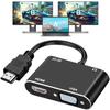 AKWOR HDMI to VGA+HDMI Adapter for Dual Monitor, HDMI to VGA & HDMI Splitter 1 to 2,1080P@60HZ Full HD Display Video Converter Compaitble with Windows/Mac Os/Linux, Plug & Play view 1