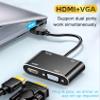 AKWOR HDMI to VGA+HDMI Adapter for Dual Monitor, HDMI to VGA & HDMI Splitter 1 to 2,1080P@60HZ Full HD Display Video Converter Compaitble with Windows/Mac Os/Linux, Plug & Play view 2