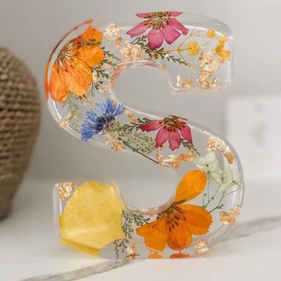Handmade Floral Resin Letter Night Light with LED, Personalized DIY Name Light (S)