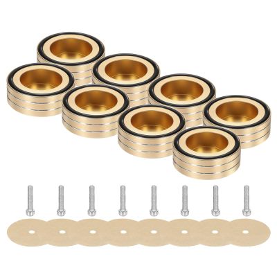 MECCANIXITY 8 Pcs Subwoofer Isolation Pad, 58x22mm Speaker Isolation Pad Feet Speaker Spikes Turntable Audio Studio Monitor Isolation Pad for Audio Equipment, M4 Screws Gold