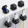 gliship 6-Pack Magnetic Cable Clips - Cell Phone Cord Holder for Nightstand, Mini Cube Cord Holder with 6 Extra Strong Adhesive Pads, USB Cable Magnetic Clip for Office Desk Home view 1
