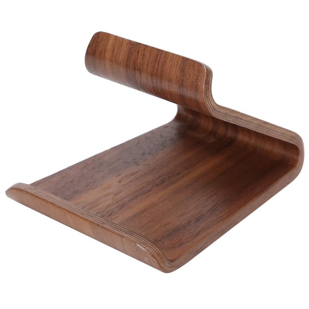 Akozon Premium Walnut DoubleSided Desktop Tablet PC Holder and Mobile Phone Stand in Nut Brown (Walnut)