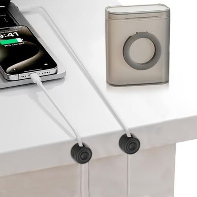 Magnetic Cord Clips, 6 Pack Mini Magnetic Wire Organizer with a Gift, Easy Adjustable, Self Adhesive Cable Management Desk Organizer, Hide Wires of Phone,Home,Office,Nightstand