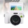4K Digital Camera Auto Focus Anti Shake 48MP Vlogging Camera 32G Card 180 Degree Flip Screen 0.45X Wide Angle Macro Lens (White) view 4