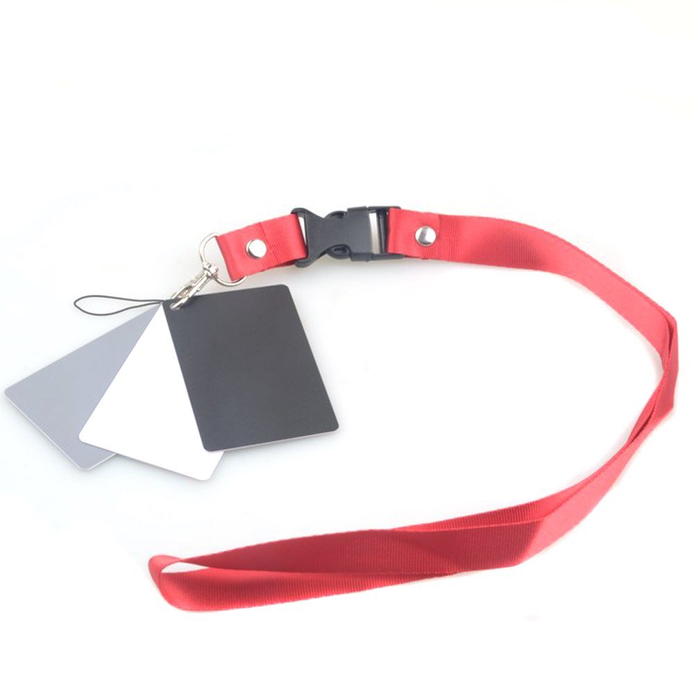 White Balance Card, 18% White Balance Black White Grey Precise Exposure Checker Passport Color Calibration Card with Neck Strap for Digital Photography Video