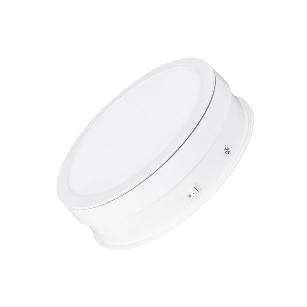 Electric Rotating Display Stand for Professional Photography Lighting, Remote Control LED Lights with Quiet Operation, High Load Capacity, Adjustable Height, Stable Display (White Acrylic)