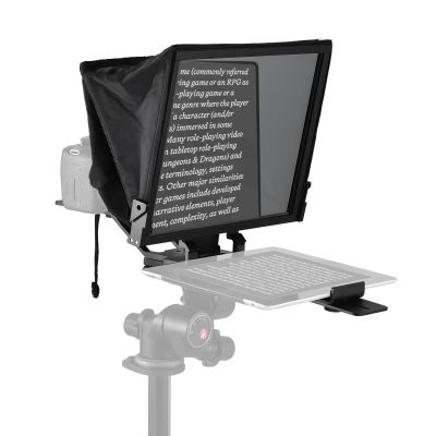 Teleprompter, Foldable 14in Smartphone Control Teleprompter Teleprompter for Camera Teleprompter for Laptop with Remote Control Cleaning Cloth for Online Teaching Live Streaming