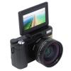 4K Digital Camera Auto Focus Anti Shake 48MP Vlogging Camera 32G Card 180 Degree Flip Screen 0.45X Wide Angle Macro Lens (Black) view 2