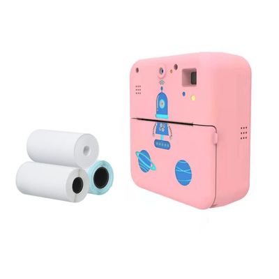 ZJchao 1080P Instant Print Camera Printer Thermal Label Printer with 10 Cartoon Photo Frames for Office and Home (Pink)