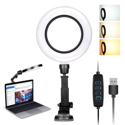 6 Inch Portable Ring Fill Light LED Mobile Phone Selfie Light 3 Light Modes for Chat/Meeting/Makeup