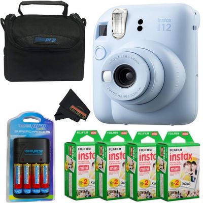 Fujifilm Instax Mini 12 Camera with Fujifilm Instant Mini Film (80 Sheets) + Sunshine Photo Pro Accessories Bundle (Pastel Blue)...
