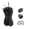 Long Telephone Extension Cord 100 FT, Black, Phone Cable Wire with Standard RJ11 Plug, 1 Phone Line Splitter, 1 in-line Coupler and 65 Cable Clips for Telephone Calling Communication view 1