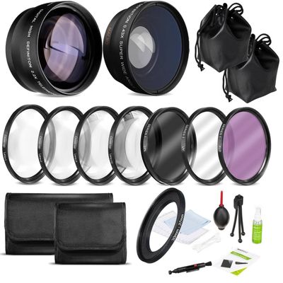 for Sony E 30mm f/3.5 Macro Lens Lens and Filters Kit,0.43x Wide Angle Lens,2.2X Telephoto Lens, Close-Up Macro Lenses (30mm to 37mm Ring Adapter Included)