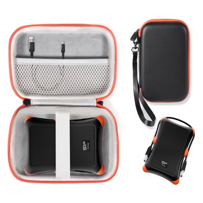 Alltravel Protective Case for SP Silicon Power Rugged Portable External Hard Drive Armor A30 2TB, 1TB (Black with Orange Zip)