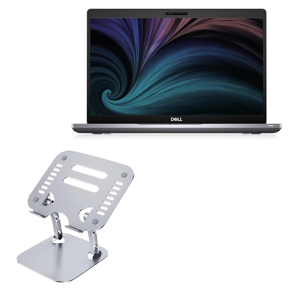 BoxWave Stand and Mount Compatible with Dell Latitude 5510 (14 in) - Executive VersaView Laptop Stand, Ergonomic Adjustable Viewing Angle Metallic Riser - Metallic Silver