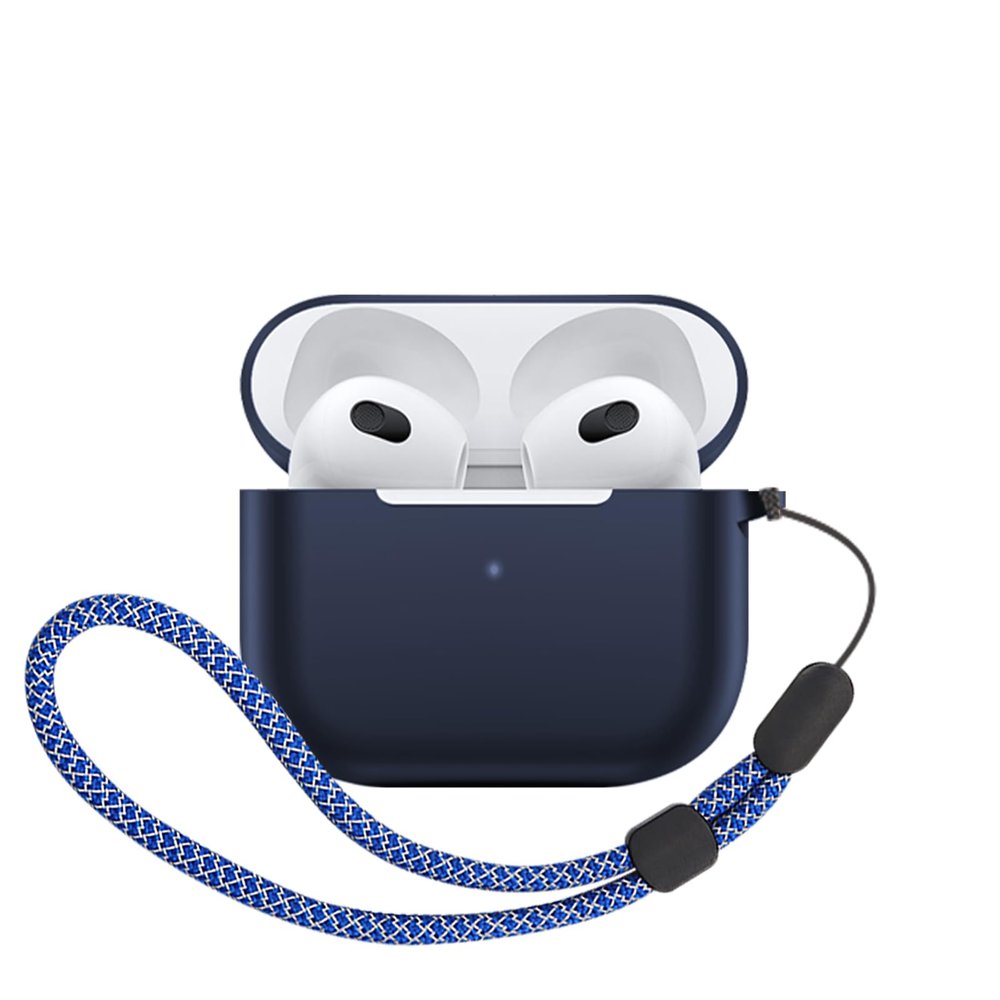 Suitable for AirPods 4 All-Round Protective case case, Headphone Charging case with Scratch Resistant Cover, 360 Shock Resistant, Waterproof and Drop Resistant (Noon Blue+Blue Lanyard)