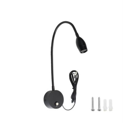 EKFVNIQQ 2 W USB Plug Cord LED Hose Reading lamp Bed headboard lamp with USB Output Charging Port Touch dimming and Color Adjustment(Black,Three Color)