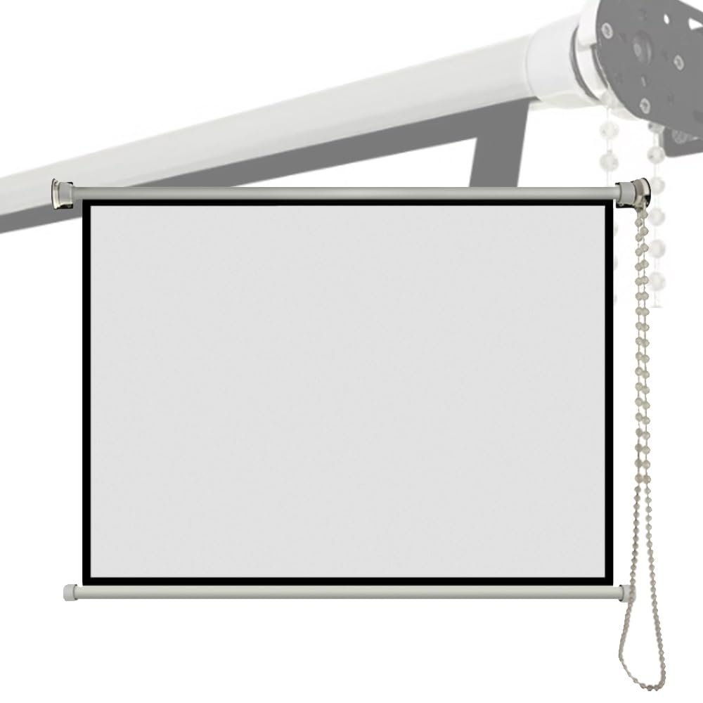 BERWDUXA Manual Pull Down Projector Screen 40" 50" 60" 16:9 4:3 Roll Retractable Movie Screen 4K HD Ceiling Wall Mount Projection Screen(16:9,40")