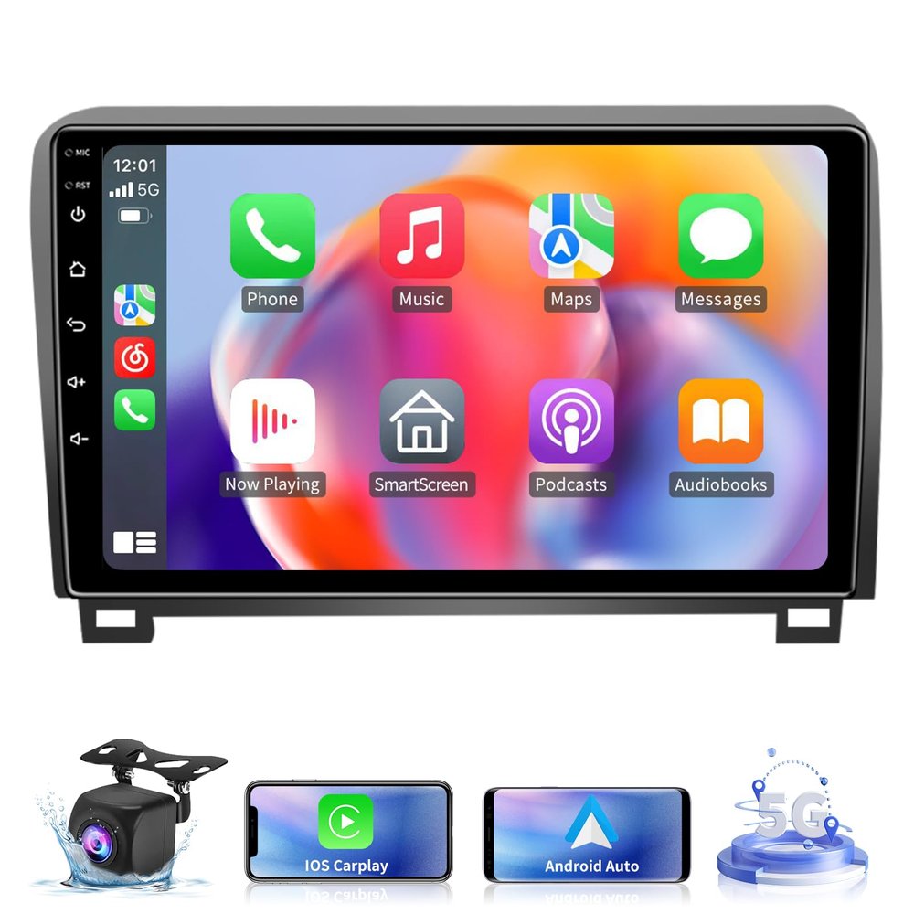 5GWiFi Upgrade Car Stereo Radio for Toyota Tundra 2007-2013 Toyota Sequoia 2008-2018 - Wireless Carplay and Android Auto GPS Navigation - 4GB+32GB 10.2 inch Touchscreen Bluetooth RDS FM SWC
