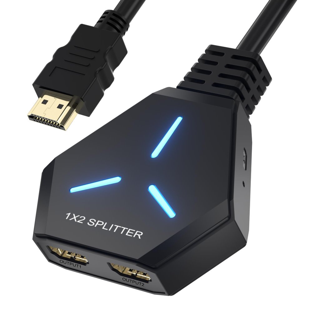 HDMI Splitter 1 in 2 Out Duplicate/Mirror (Not Extend), 4K@30hz HDMI Splitter for Dual Monitors for Full HD, 1080P, 3D, Compatible with Xbox, PS5, PS4, TV, Projector, Computer