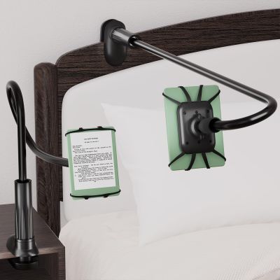 Arctiiro Gooseneck Kindle Holder for Reading in Bed - [Case-Friendly] Phone Holder for Bed, Kindle Paperwhite Stand Accessories, Overhead Cell Phone Clamp Mount for Desk, for Tablets 4-10 inches