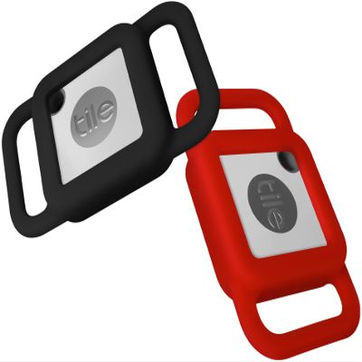 Geiomoo Silicone Case for Tile Mate 2024, 2022, 2020, Cover for Tracker Anti-Scratch, Holder Protect Finder Tag for Dog, Cat, Pets, Kids (Black+Red)
