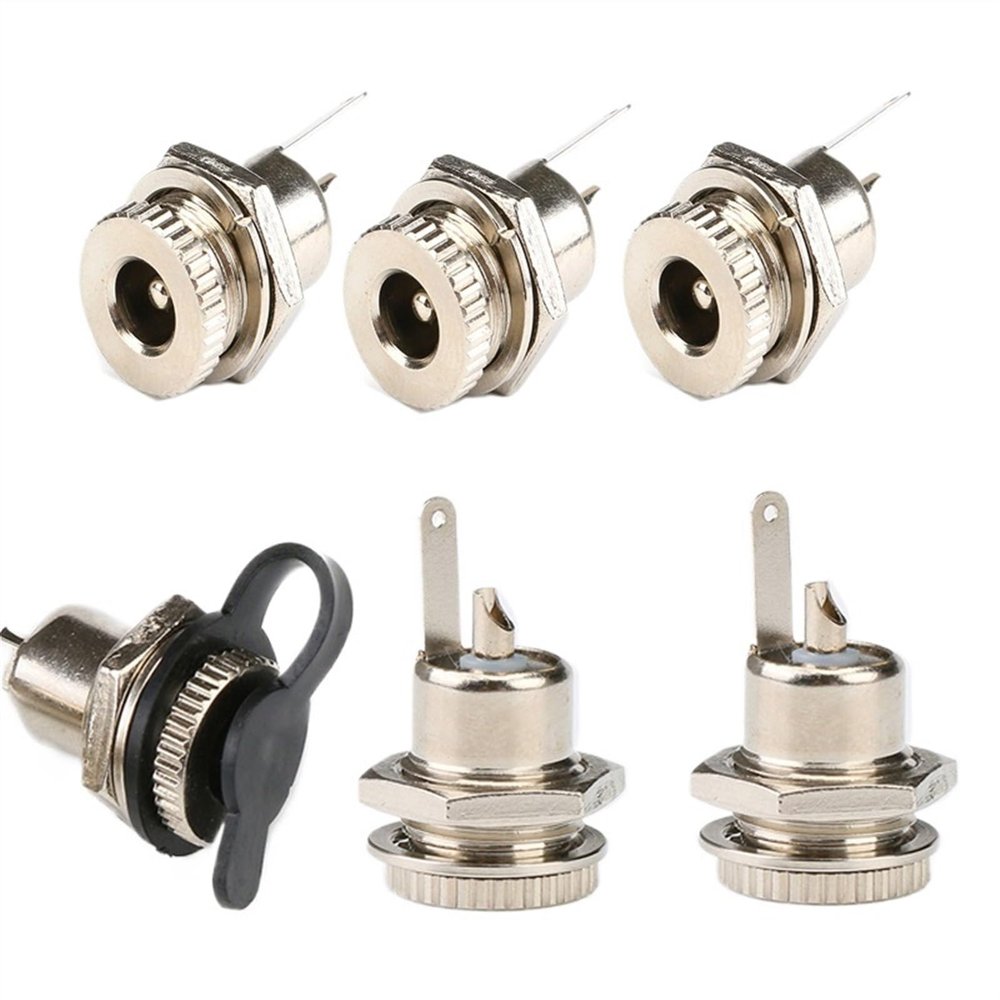 DC-099 5.5 x 2.1mm DC Power Female Socket Jack Panel Mount Connector 5.5 * 2.1mm Metal DC Jack Adapter and Waterproof Cap(with Waterproof Cap,5PCS)