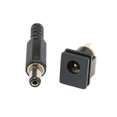 10Pair 5.5X2.1MM DC Power Male Plugs Connector DC022/DC052/DC012 5.5mm*2.1mm Female Socket+Male Nut Mount Adapter(DC-012 5.5X2.1)